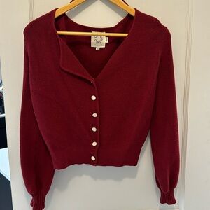 Lili Sidonio - red button down sweater, size XS